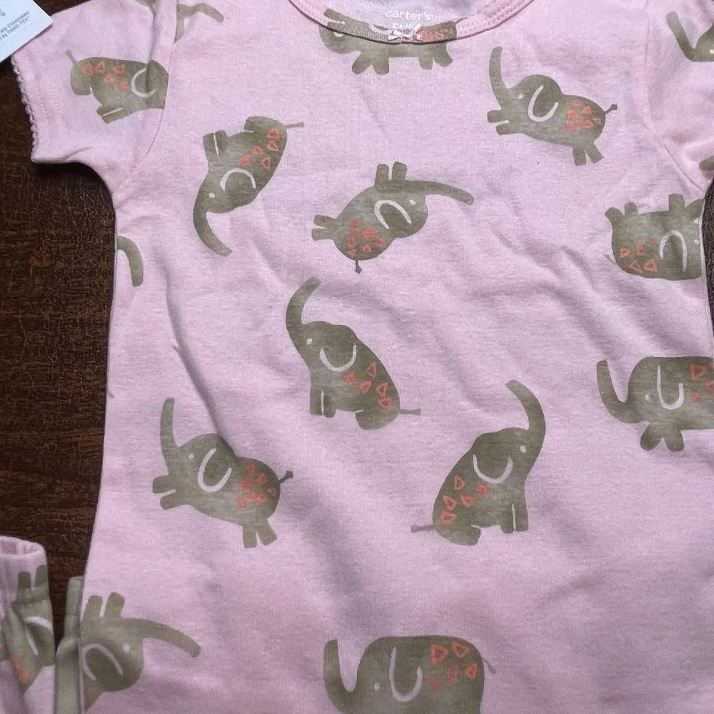 NWt 5T 5 o 4t 4 ELEPHANTs carters pajamas summer EASTER circus spring birthday - Picture 7 of 9